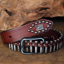 Cintura in vera pelle metallo