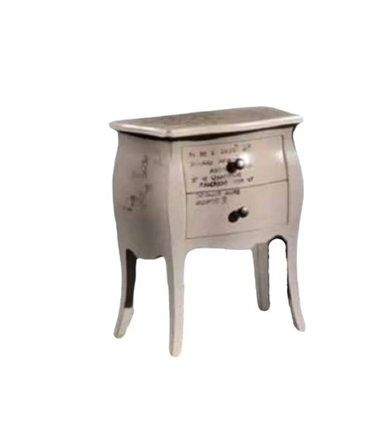 Comodino bombato shabby - shabby, avorio