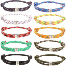 10Pcs Bracciale Nautico per Donna Uomo Unisex Surf Onda Bracciali Corda Intrecci