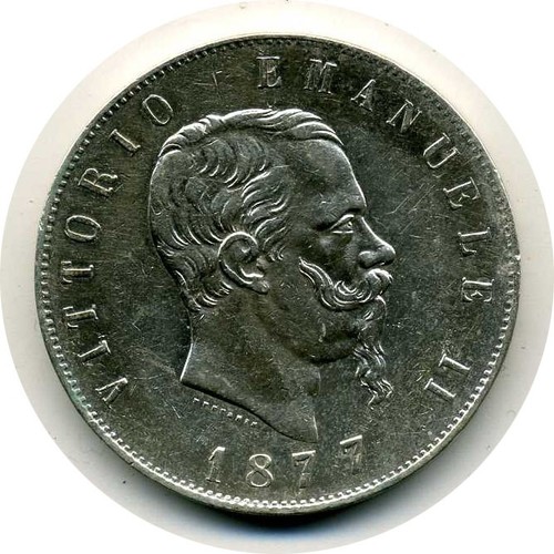 Regno italia 5 lire 1877 - ,