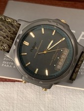 Pulsar Seiko Quartz Chrono ana digi V011 0010 acciaio PVD anni 90 tag box NOS