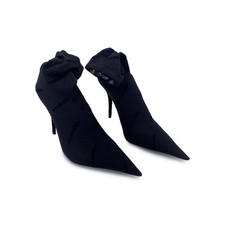 Autentiche scarpe calzino Balenciaga nere con logo all over naked stivaletti con tacco taglia 41