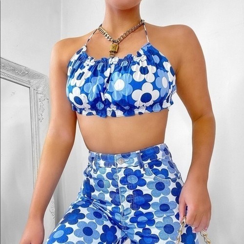 Zara floral print crop top - floral,