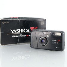 Yashica T4 fotocamera compatta pellicola Carl Zeiss Tessar 35 mm f/3,5 punti e scatta *LEGGI*