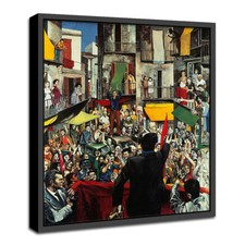 Quadro astratto raduno quartiere Renato Guttuso incorniciato olio su tela