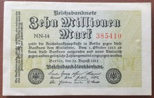 Ro 105a 10 Mio Mark 1923  FZ:NN  BZ:14  Orginal Notizblock Nachverwertung UNC
