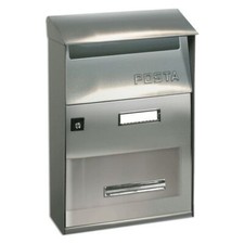 Cassetta Postale In Acciaio Serie Alubox con tetto Argento 22x11x32,5h