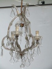 Lampadario antico Maria Teresa vetro di Murano gocce pendenti cristallo 1940/50