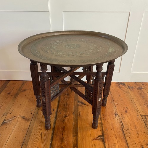 Tavolo vassoio ottone indiano