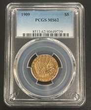 1909-P $5 dollari oro mezza