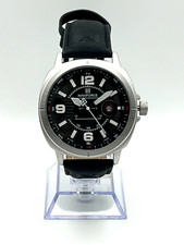 orologio uomo datario automatico cinturino e quadrante nero cassa acciaio 43mm