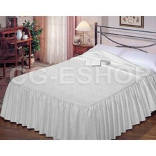 Copriletto leggero con volant classico primaverile estate damasco fiori bianco