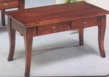 TAVOLINO RETTANGOLARE IN LEGNO NOCE CON 2 CASSETTI