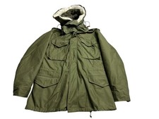 M-65 Alpha Industries M65 Field Coat Uomo Medio Lungo Verde Croccante Nuovo 1980