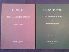 2 SPARTITI PER FAGOTTO E PIANO-MILDE Three Study Pieces-PLEYEL Concerto in B fl.