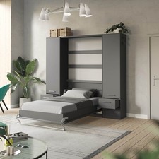 SMARTBett Set parete soggiorno con armadio letto140x200 verticale+ 2 x 50 armadi