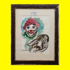 opera di romano mussolini tecnica mista, clown e ragazza
