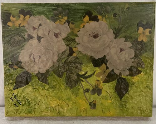 Olio tela disegno floreale - su,