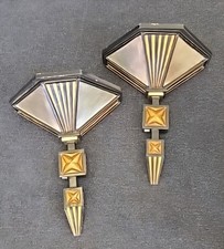 Coppia di 2 mensole da parete vintage metà secolo metallo e legno 22" altezza 18" W