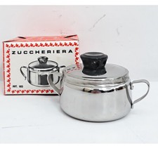 ZUCCHERIERA VINTAGE TOTALMENTE IN ACCIAIO INOX 18/10 CON COPERCHIO NANNI P&B
