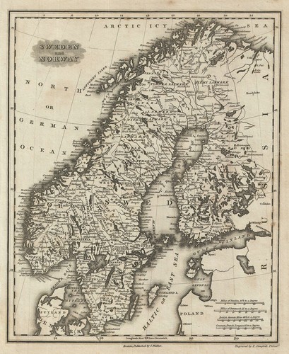 1828 mappa svezia e - 1828, di