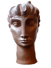 Scultura testa terracotta