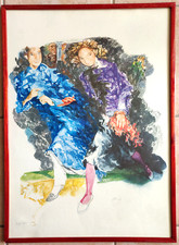 Litografia a colori numerata firmata a mano Ennio Calabria in cornice