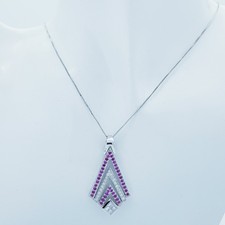 Pendente oro Bianco 18kt con DIAMANTI e RUBINI 1.27 ct Totali - Modello (CARTA)