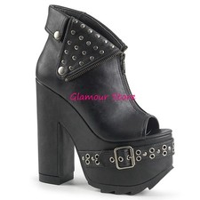 STIVALETTI tacco 16 dal 36 al 41 plateau NERO OPACO borchie metalliche spuntati