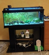 ACQUARIO PESCI 100 LT USATO COMPLETO DI MOBILE, LUCE A LED, ARREDO