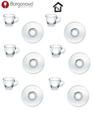 BORGONOVO 6 TAZZINE ISCHIA  TAZZE VETRO CAFFE' CON PIATTINO cc 80  ITALY  