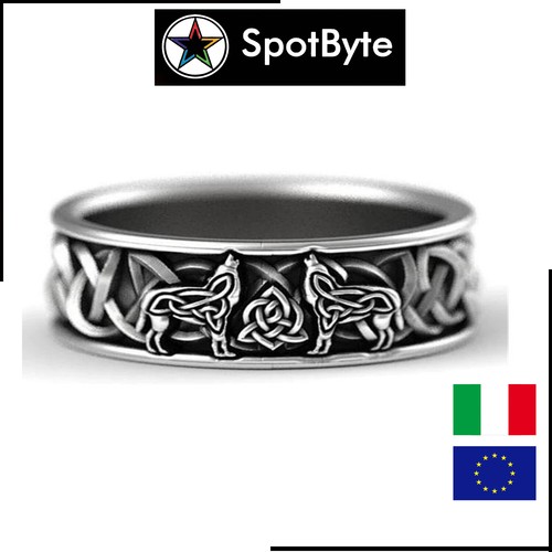 Anello uomo vichingo lupi - vichingo, nodo