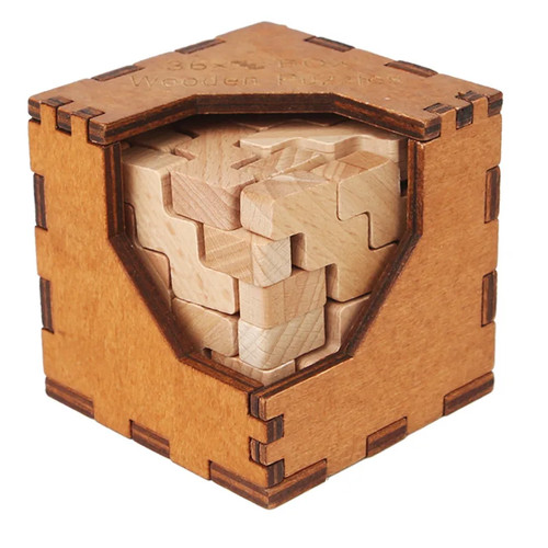 Puzzle cubo legno brain - legno, 3d