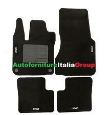 Tappetini auto in moquette su misura 4 loghi 2 fix per SMART FORFOUR W453 2015>