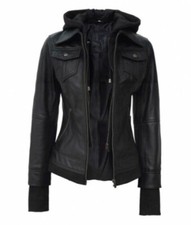 Bomber donna in pelle nera con