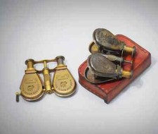 Antico binocolo in ottone con custodia in pelle perfetto regalo nautico per lui