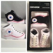 2 paia stivaletti bambino Converse Chuck Taylor 0-6 mesi nero bianco regalo B4 