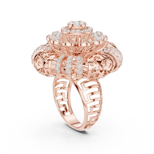 Anello con diamanti tondi - , da