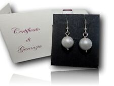 Orecchini perle di fiume per donna in argento 925 con pendenti placcati oro bian