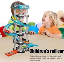 Garage Macchine Giocattolo a 4 Piani con Pista a Spirale e Auto Colorate