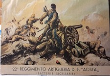 CARTOLINA MILITARE FASCISMO REGG. AOSTA  BATTERIE SICILIANE   FG VIAGG