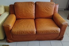 Divano letto da una piazza e mezza in ecopelle marrone