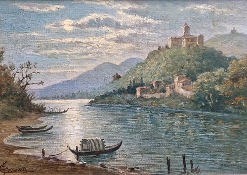 Dipinto olio tela monte - su,