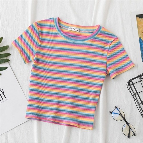Arcobaleno striscia shirt - arcobaleno, t-shirt