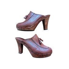 Zoccoli vintage anni 70 pelle