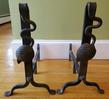 Andirons foglia ghisa vintage