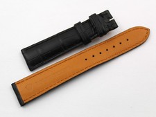 Cinturino Lusso Artigianale Vera Pelle Alligatore Nero Opaco 18/16mm Ricambi New