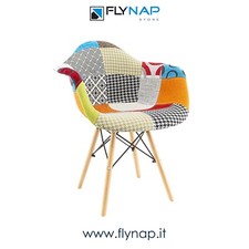 PATCHWORK Sedia sedie casa bar living bistrot Poltroncina LEGNO