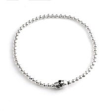 Silverly Bracciale Donna Argento 925 Elasticizzato Teschio Charm