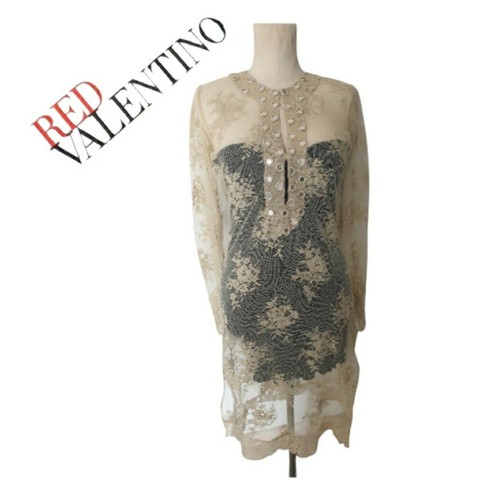 Red valentino abito pizzo - red,